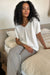 V-neck sweater tee in white — main image