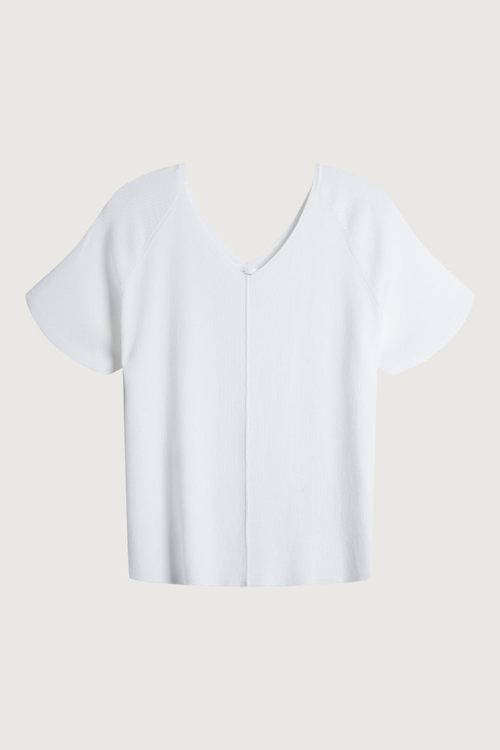 V-NECK SWEATER TEE in White — alternate angle
