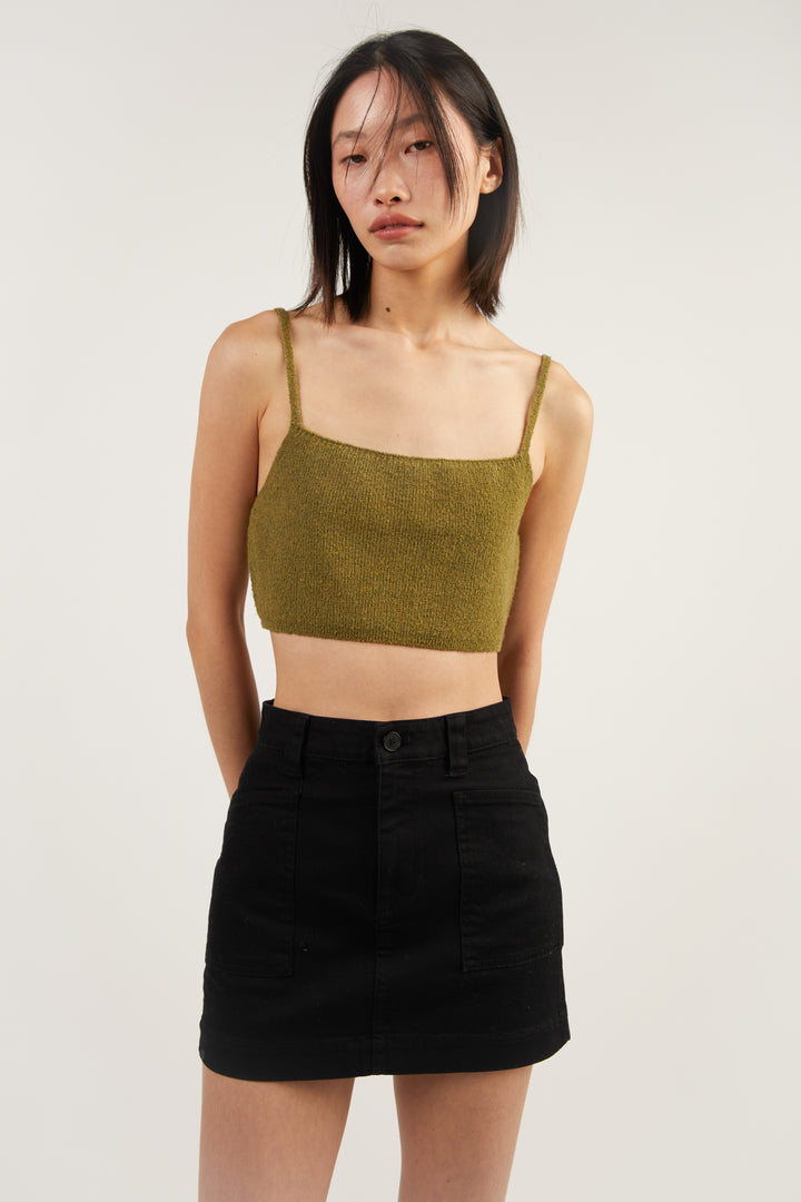 CROPPED SWEATER TANK in OLIVE DRAB — alternate angle