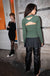 Open back mockneck sweater in army green — main image