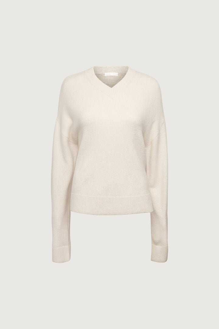 V-NECK SWEATER in PEARLED IVORY — alternate angle