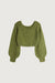 Cropped wide neckline sweater in heather olive drab — main image