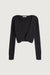 Twist front deep neckline sweater in vintage black — main image