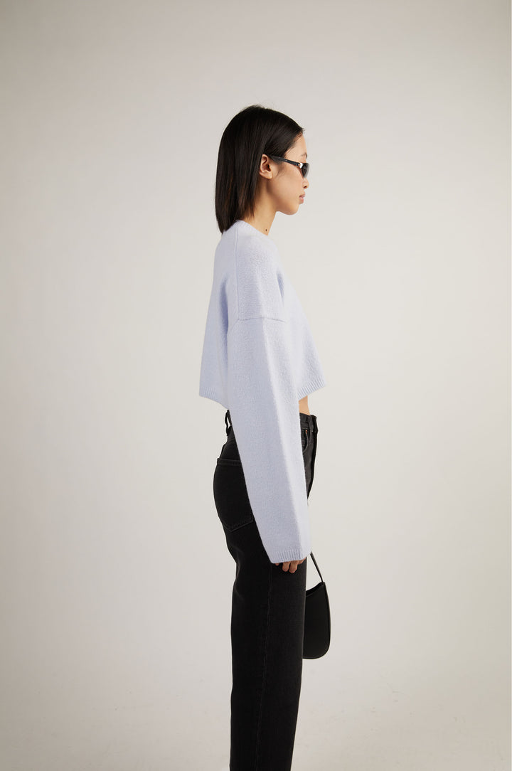 RELAXED FIT CROPPED SWEATER in HALOGEN BLUE — alternate angle