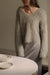 Fuzzy v-neck sweater in laurel oak — main image