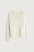 Fuzzy v-neck sweater in oatmeal — main image