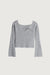Off shoulder sweater with cutout in heather light gray — main image