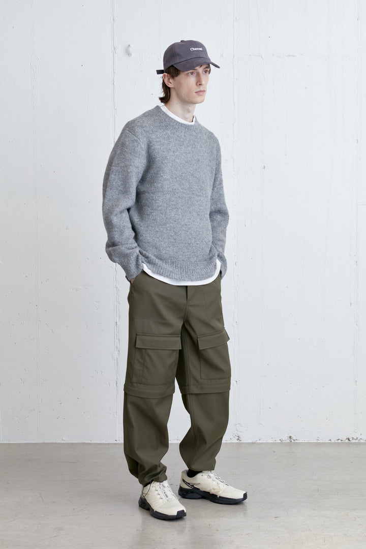 BASIC CREWNECK SWEATER in HEATHER CHARCOAL GREY — alternate angle