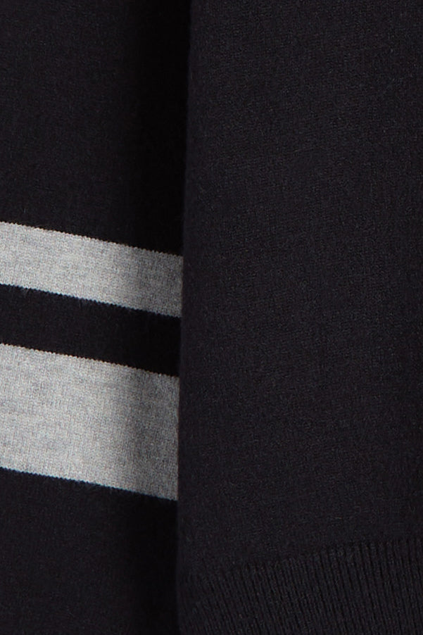 STRIPED SLEEVE SWEATER in Black Gray — alternate angle