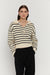 Striped half zip sweater in cream stripe — main image