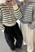 Striped half zip sweater in white stripe — image