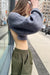 Cropped open back sweater in navy — main image