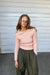 Extended collar knit sweater in pink — main image