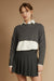 Cropped cable knit sweater in grey — main image