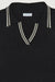 Contrast trim collared sweater in black — main image