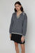 Contrast trim collared sweater in light gray — main image