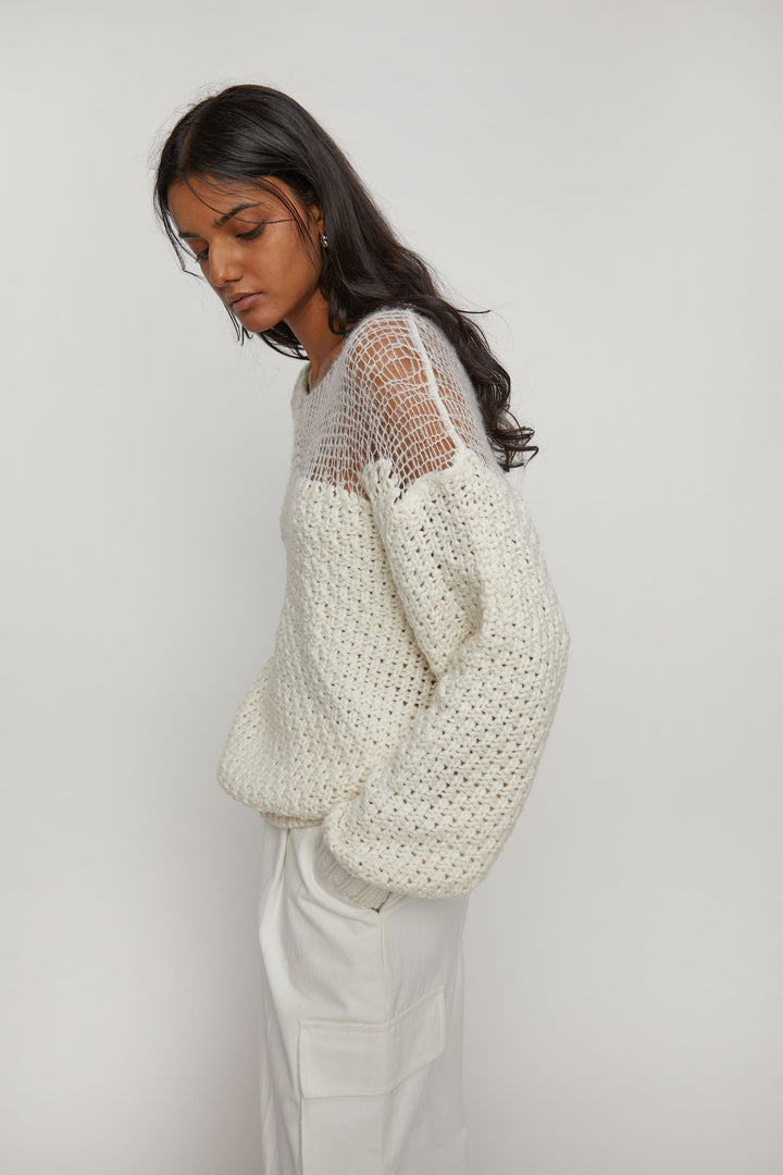 DISTRESSED SWEATER in Vanilla Ice — alternate angle