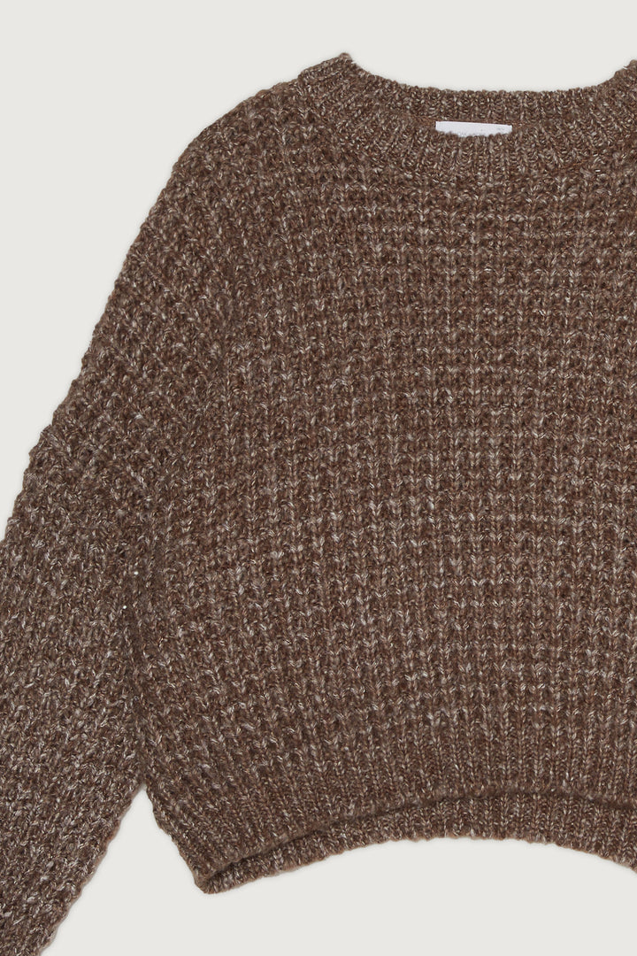 WAFFLE KNIT SWEATER in Brown — alternate angle