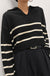 Collared stripe sweater in black cream — main image
