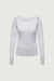 Ribbed shoulder cutout sweater in white — main image