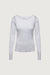 Ribbed shoulder cutout sweater in white — main image