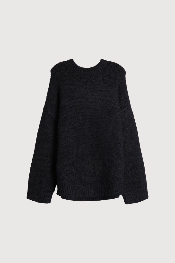 OVERSIZED CREWNECK SWEATER in Black — alternate angle