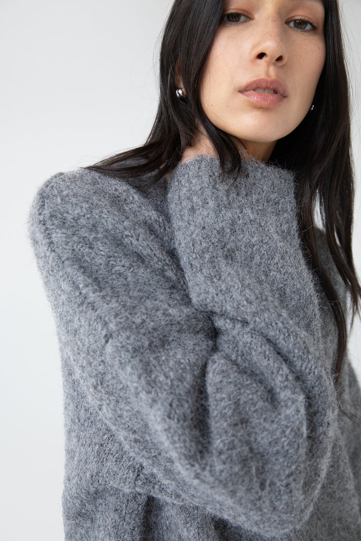 OVERSIZED CREWNECK SWEATER in Smoked Pearl — alternate angle