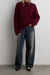 Oversized crewneck sweater in wine — main image
