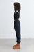 Cropped shoulder contrast sweater in black dark heather grey — main image