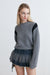 Cropped shoulder contrast sweater in dark heather grey black — main image
