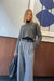 Cropped cable knit sweater in gunmetal — main image