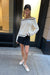 Fuzzy contrast detail sweater in birch black — main image