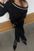 Fuzzy contrast detail sweater in black birch — main image