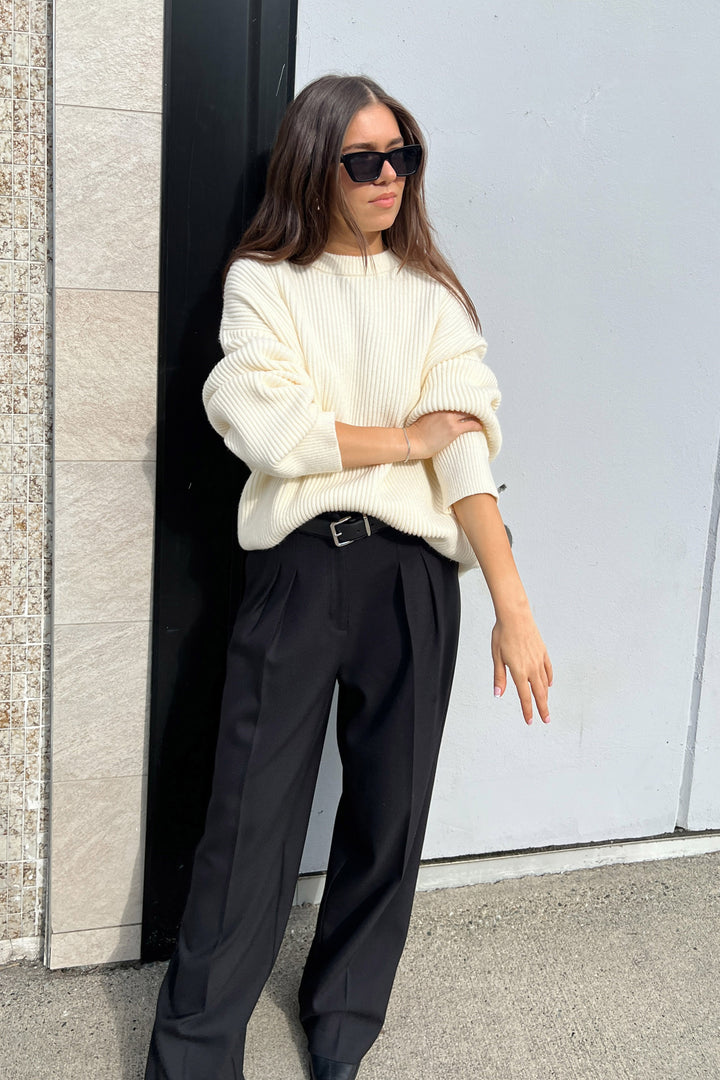 OVERSIZED CREWNECK SWEATER in Cream — alternate angle