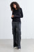 Ribbed sweater with contrast stitching in black cream — main image