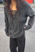 Lace-up distressed sweater in asphalt — main image