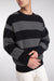 Striped crewneck sweater in black gunmetal stripe — main image