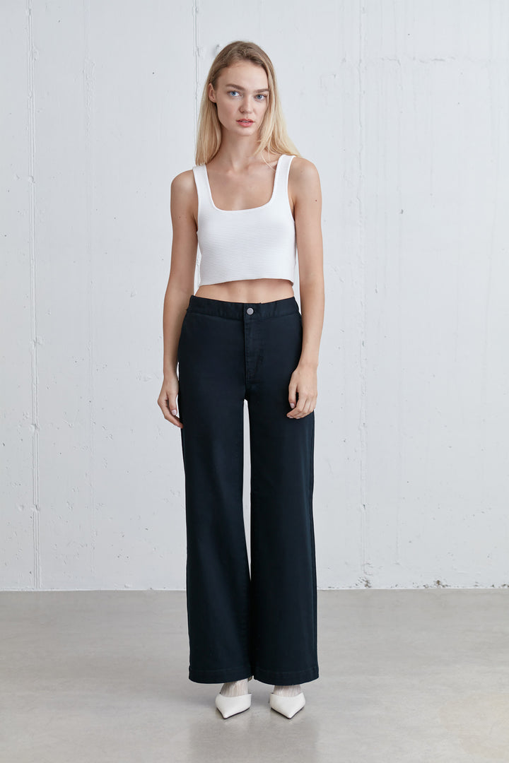 SQUARE NECK KNIT TANK in Cream — alternate angle