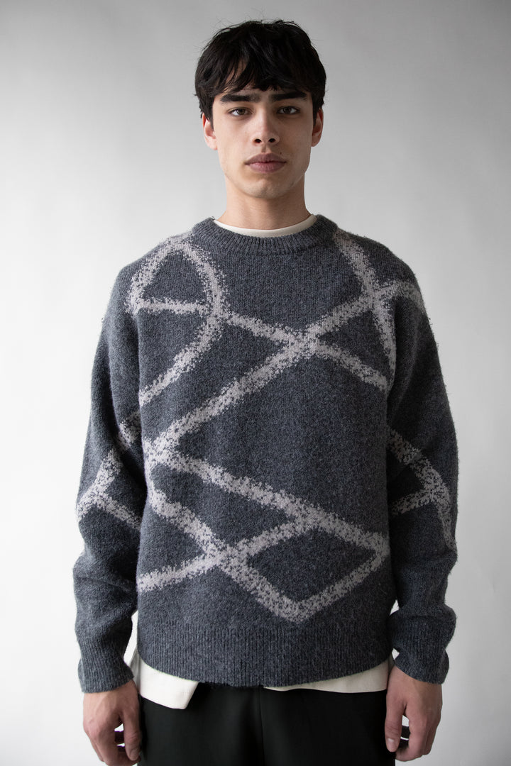 SPRAY PAINT EFFECT SWEATER in Asphalt Intarsia — alternate angle
