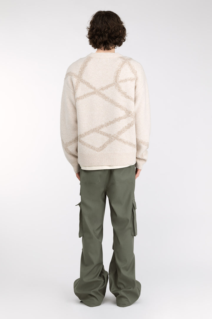 SPRAY PAINT EFFECT SWEATER in Oatmeal Intarsia — alternate angle