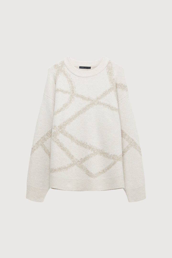 SPRAY PAINT EFFECT SWEATER in Oatmeal Intarsia — alternate angle