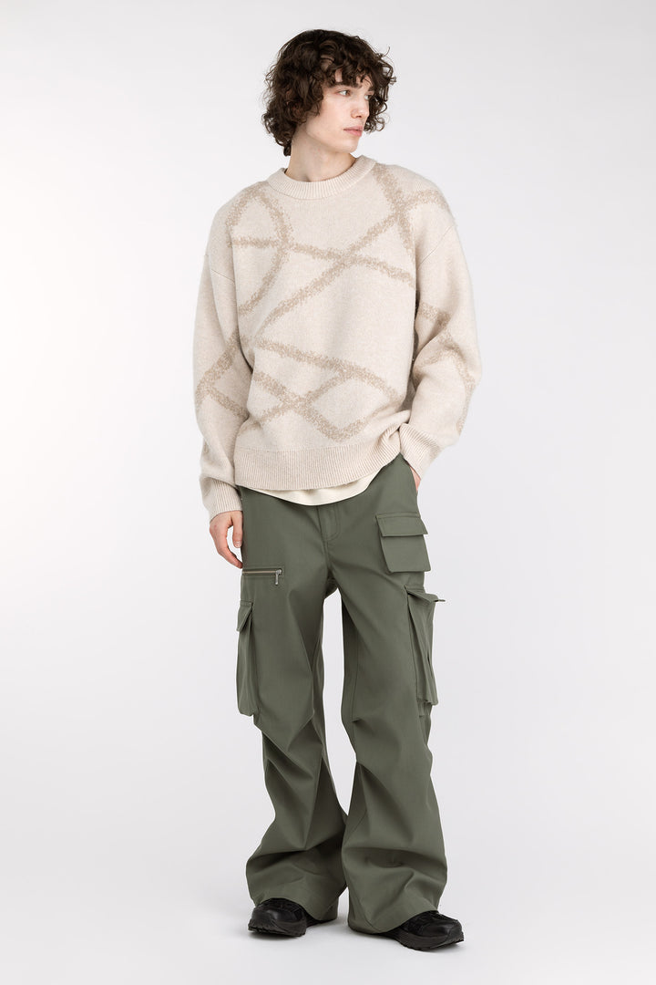 SPRAY PAINT EFFECT SWEATER in Oatmeal Intarsia — alternate angle