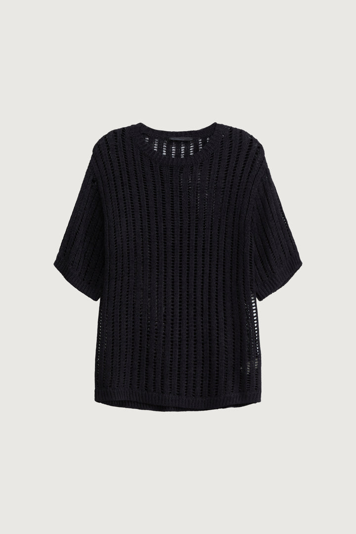 CROCHET TSHIRT in Black — alternate angle