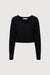 Cropped rib-knit v-neck sweater in black — main image