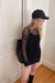 Oversized crochet sweater in black — main image