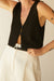 Cropped open front knit tank in black — main image