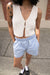 Cropped open front knit tank in cream — main image