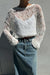 Patterned crochet sweater in white — main image