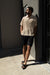 Crochet collared short sleeve sweater in fog — main image