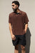 Crochet collared short sleeve sweater in rocky road — main image